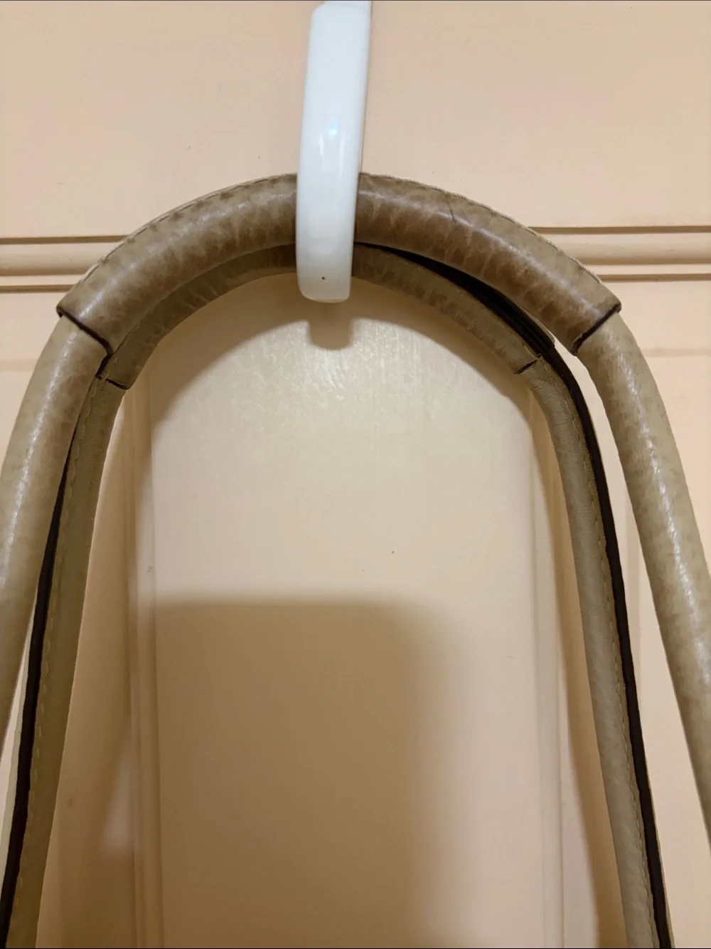 Coach Cream Leather Shoulder Tote with Braided Trim and Tassel